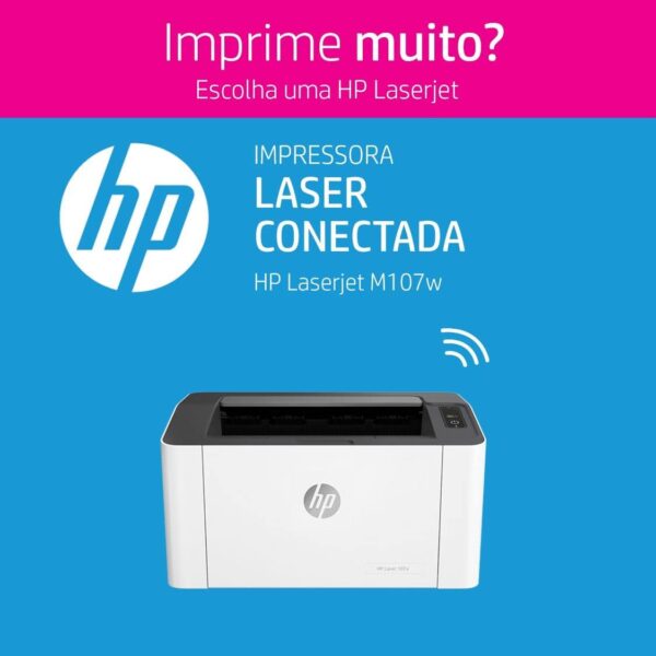 Impressora HP Laser 107w Tecnologia de impressão Laser Wi-Fi. Impressora para Pequenas e médias empresas. Conectividade:USB 2.0 de alta velocidade (4ZB78A) - Image 7