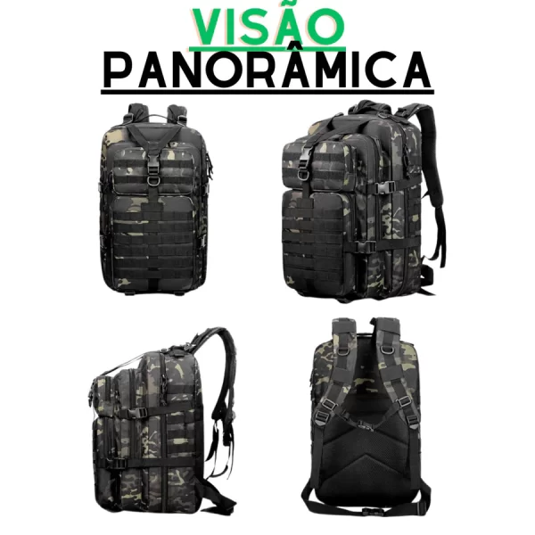 Mochila Militar Tática Impermeável 50 Litros Grande Reforçada com Bandeira do Brasil - Image 3